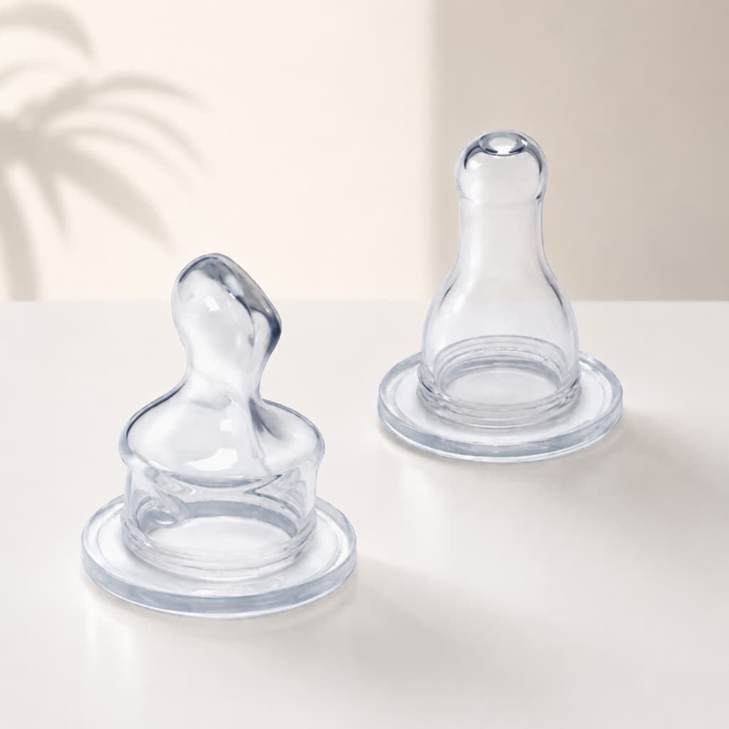Kit com 10 unidades de Bico Mamadeira Universal 100% Silicone Redondo ou Ortodôntico