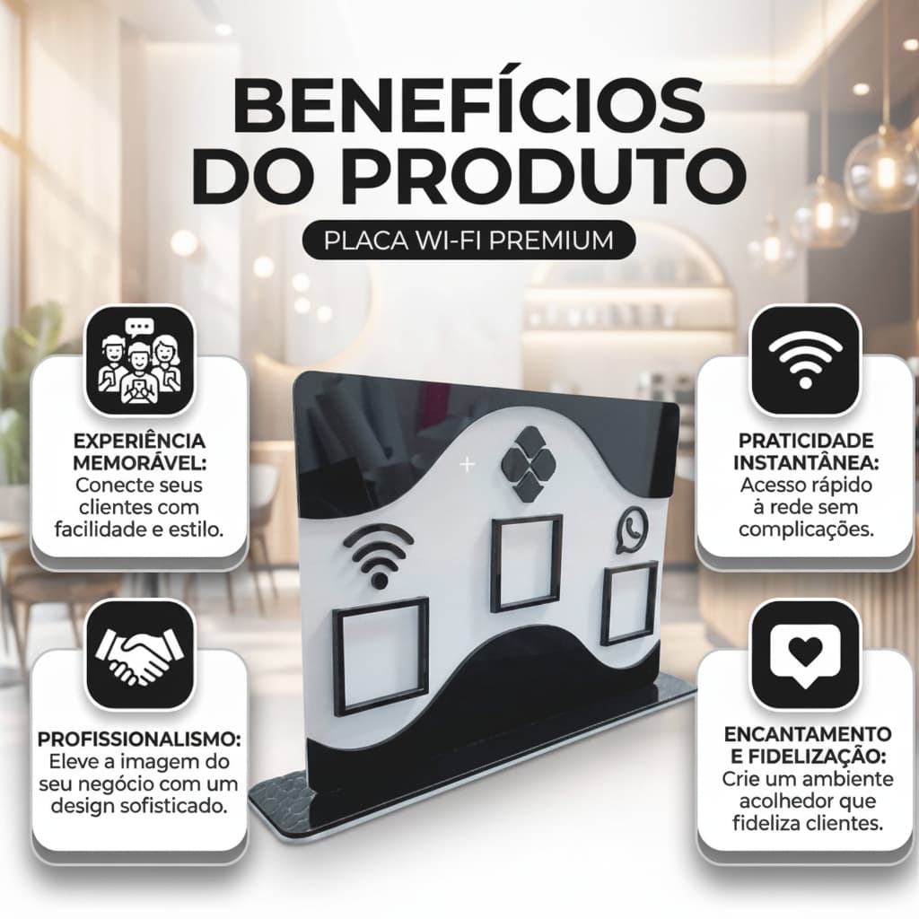 Display em Acrílico para PIX, Wi-Fi e WhatsApp | Identificação Visual Profissional