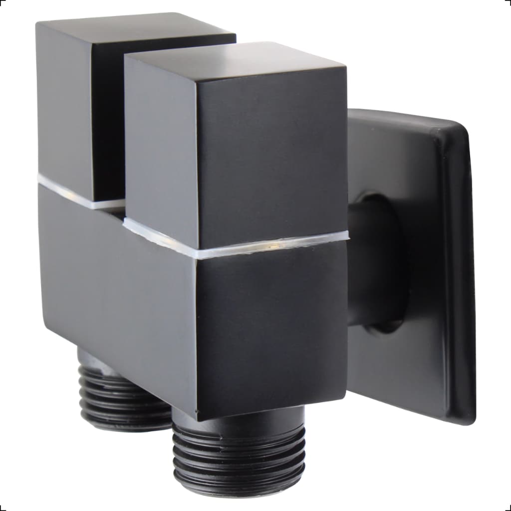Registro Duplo 1/2 Duas Saídas Máquina De Lavar Ducha Higiênica Metal Preto Fosco Luxo