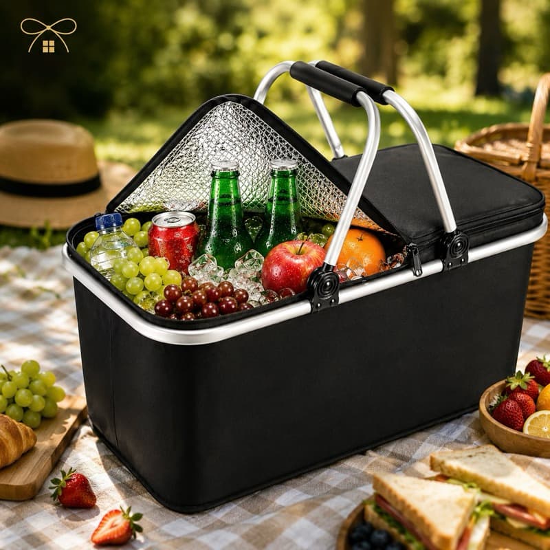 Cesta Térmica Dobrável 30L Premium | Mantém Gelado/Quente | Bolsa Piquenique Praia Camping