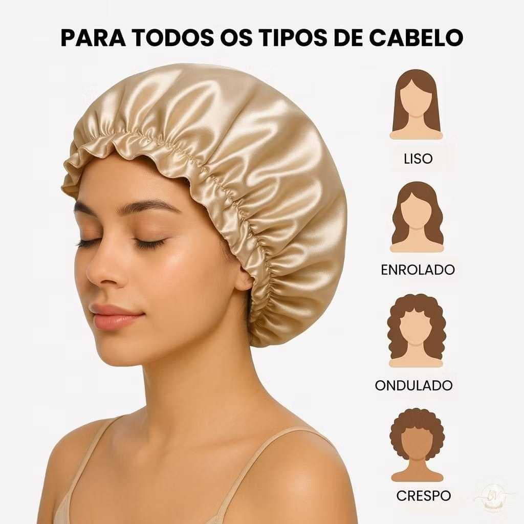 TOUCA DE CETIM DUPLA FACE ADEUS FRIZZ REGULAVEL CABELO CACHEADO E LISO