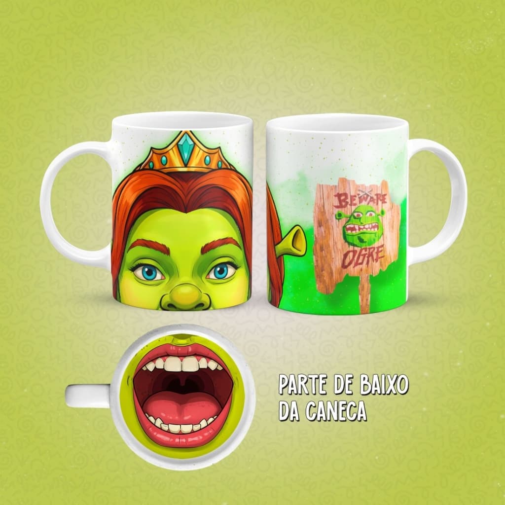Caneca Personalizada fiona do Sherk com bocão