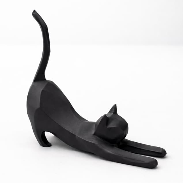 Escultura Decorativa em Formato de Gato Alongando Fofo 3D - Geométrico