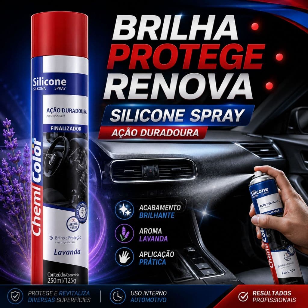 Silicone Spray Lavanda Finalizador Automotivo 250ml Brilho E Proteção Ação Duradoura Chemicolor