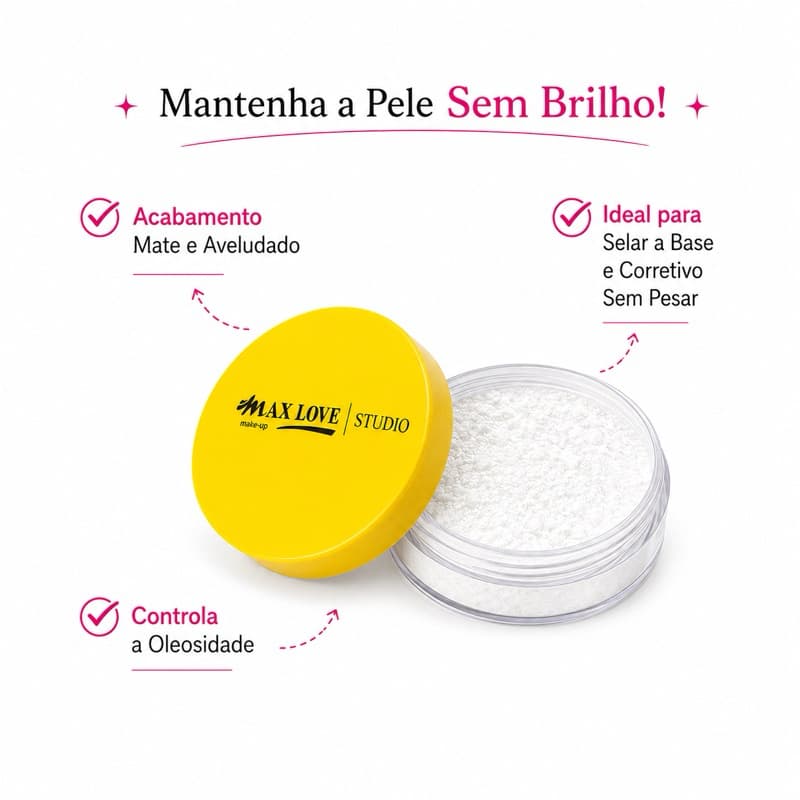 Pó Banana Finalizador Matificante de Pele Oleosa - Pó Banana Vegano - Matifica a pele instantaneamente