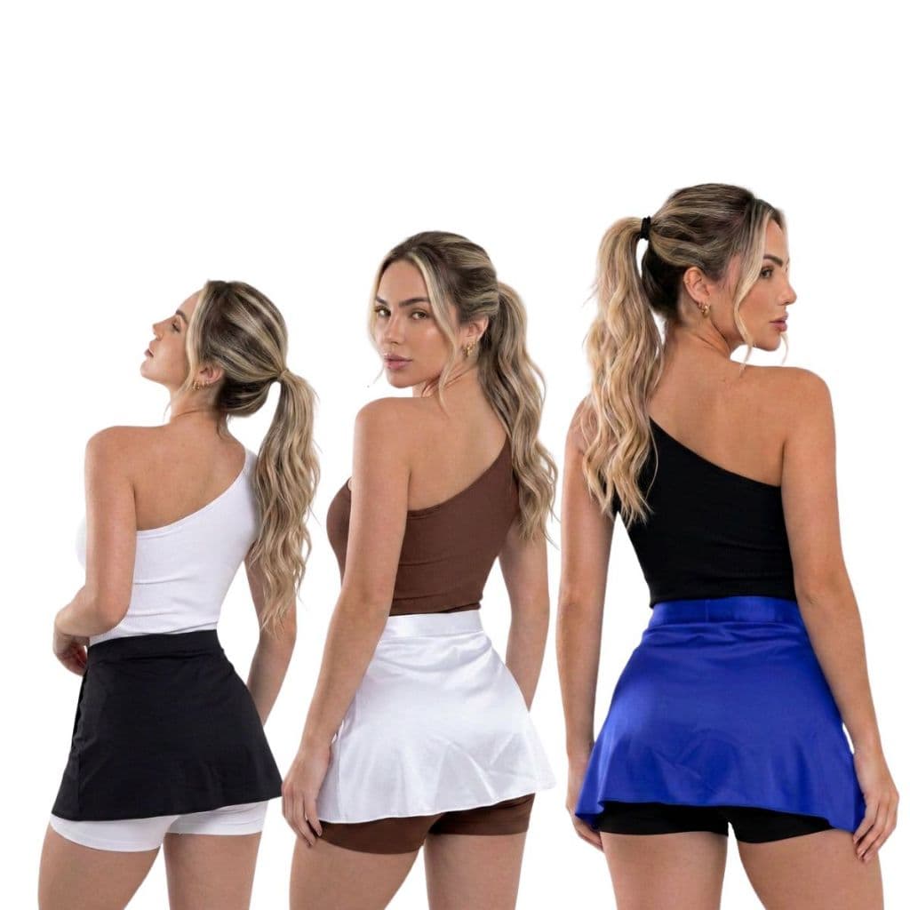 Kit 3 Tapa Bumbum Suplex Saia Fitness Feminina Atacado Roupas Academia Tapa Legging Protetor Não Fica Transparente