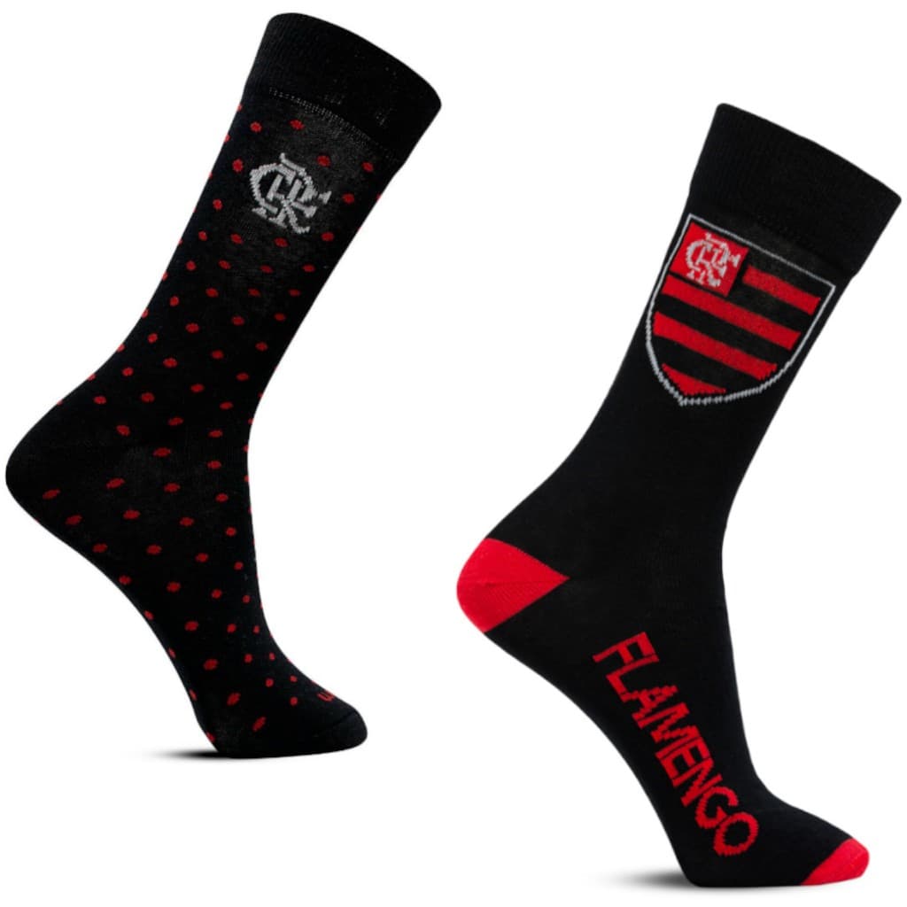 Kit 2 Pares Meia Casual Oficial Clube Regatas do Flamengo