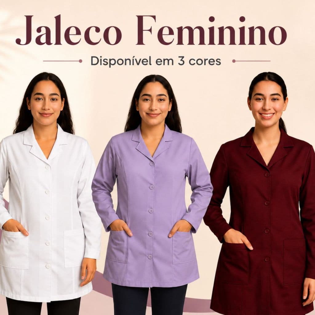 Jaleco Feminino P ao GG premium gola tradicional enfermagem saúde estética Scrub enfermagem