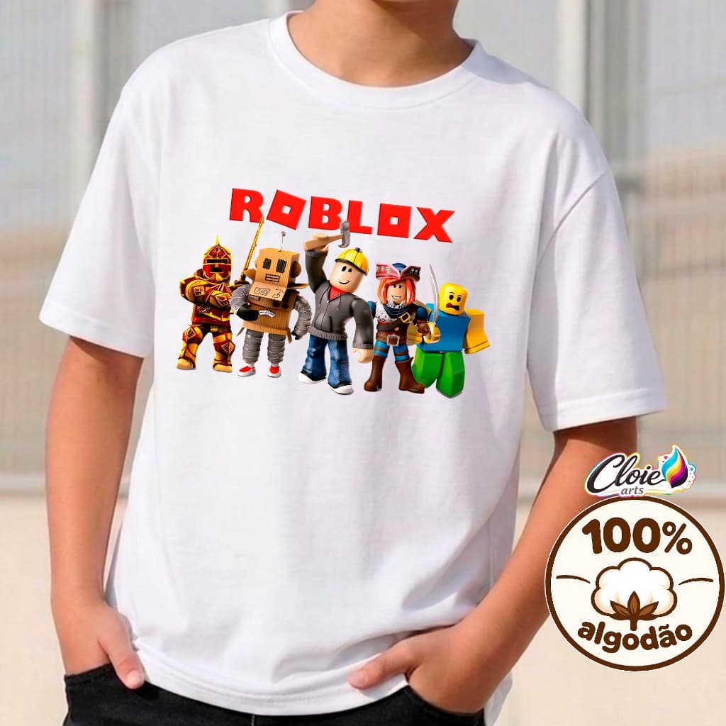 Camiseta Infantil 100%Algodão Roblox com Estampa Durável Gamer Squad  Minimalista  Leve Para Todas  Ocasiões Equipe Kids