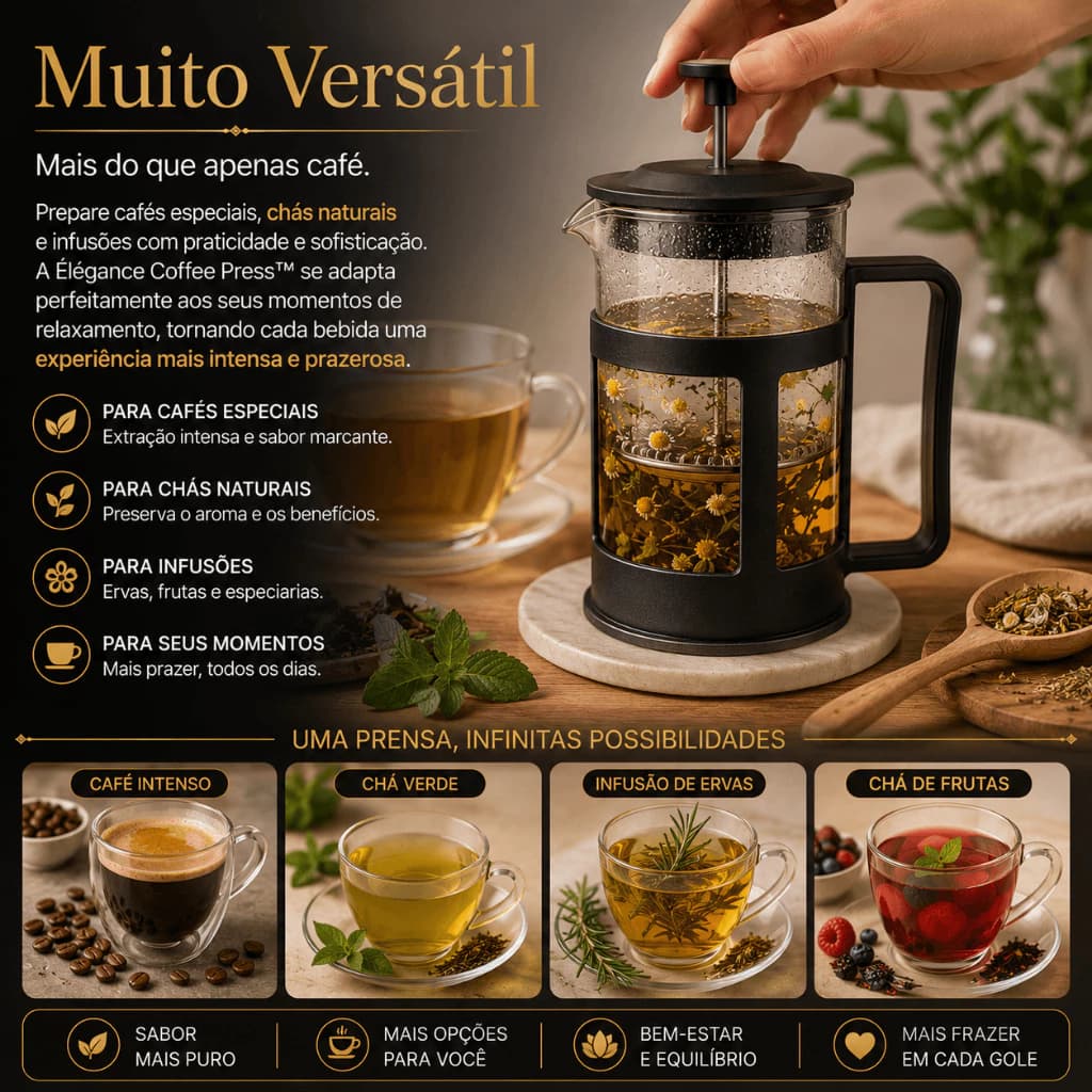 Cafeteira Francesa Prensa Cremeira Vidro Aço Café Expresso Leite Cremoso Chá  300ML e 600 ML