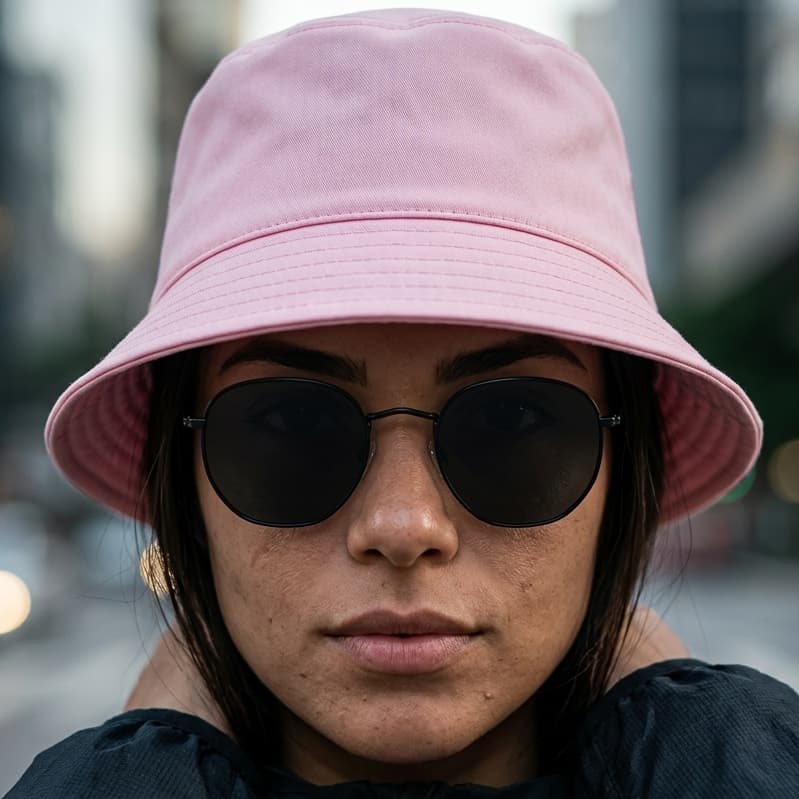 Kit Bucket Hat Adulto E Óculos Hexagonal UV400 Visual Fashion Casual Para Homens E Mulheres Modernos