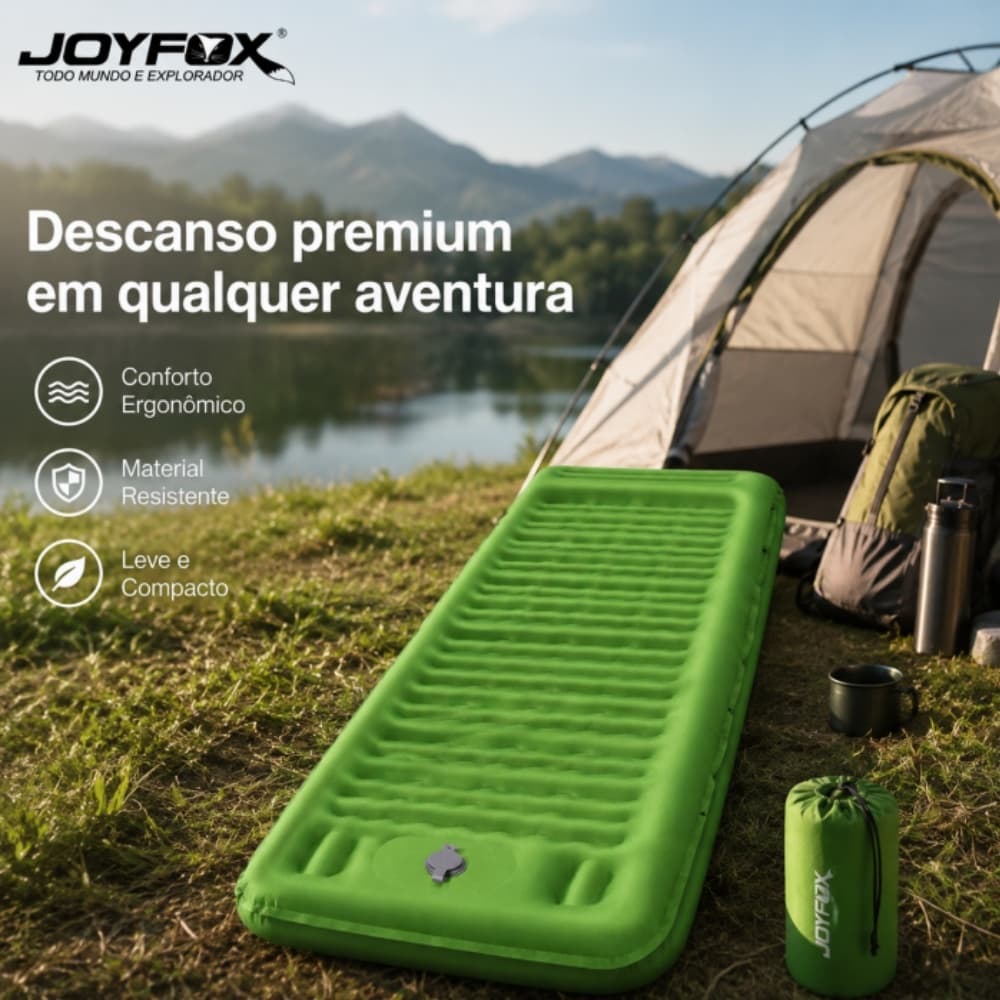Colchão Inflável Solteiro JOYFOX 200x70x12cm com Bomba de Pé Integrada para Camping