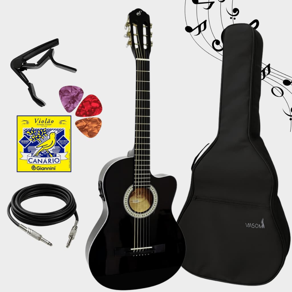 Kit Violão Eletroacústico Giannini SF14 Com Capa E Acessórios
