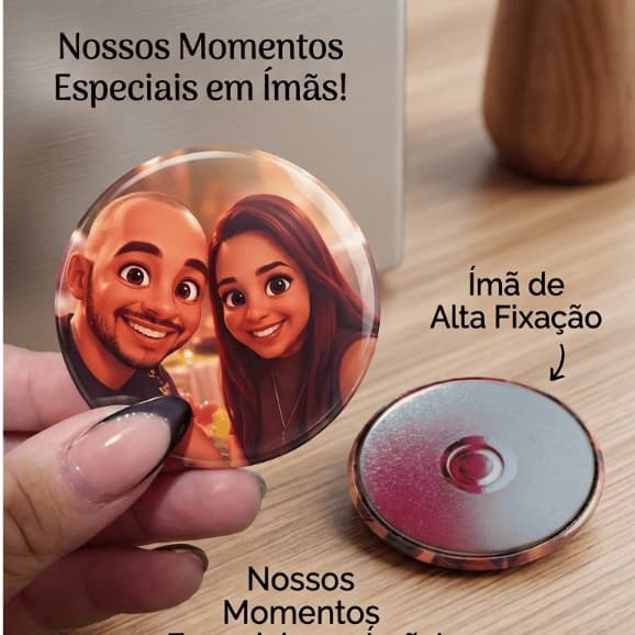 Kit Foto Imã Personalizado com foto ou Logo 58mm - Magnético
