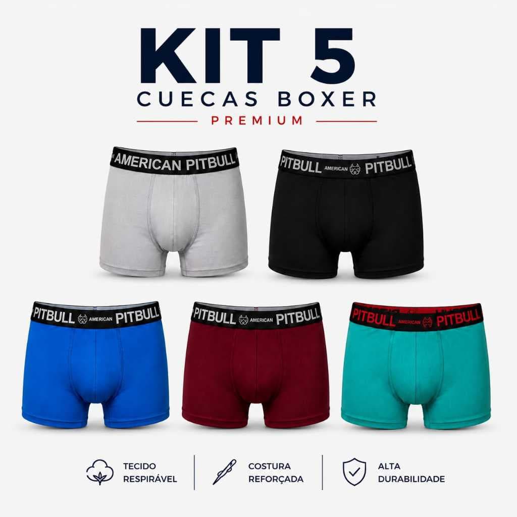 Kit 05 Cueca Boxer Microfibra Masculina Adulto Linha Premium Confortável Respirável Dia a Dia