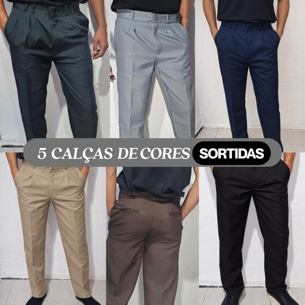 Kit 5 e 3 Calça Masculina Social Reta Basica Para Casamento Trabalho Escritório Envio Rapido