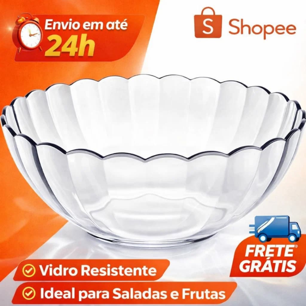 Bowl Tigela De Sobremesa Vidro 1L Tigelas Sobremesa Bella Pote Marinex Saladeira  De Vidro 1L Nadir
