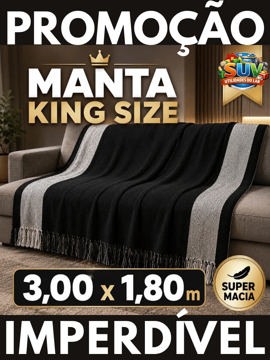 Manta King  3,00M x 1,80M Sofá Grande Grossa Decoração Sala Protetora Colcha Coberta | SUV