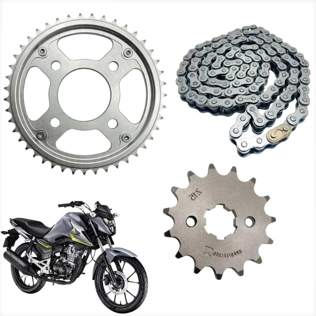 Kit Relação Transmissão Tração Cg Titan Fan Start Cargo 160 2016 2017 2018 2019 2020 A 2025 Aço 1045 Sem Retentor