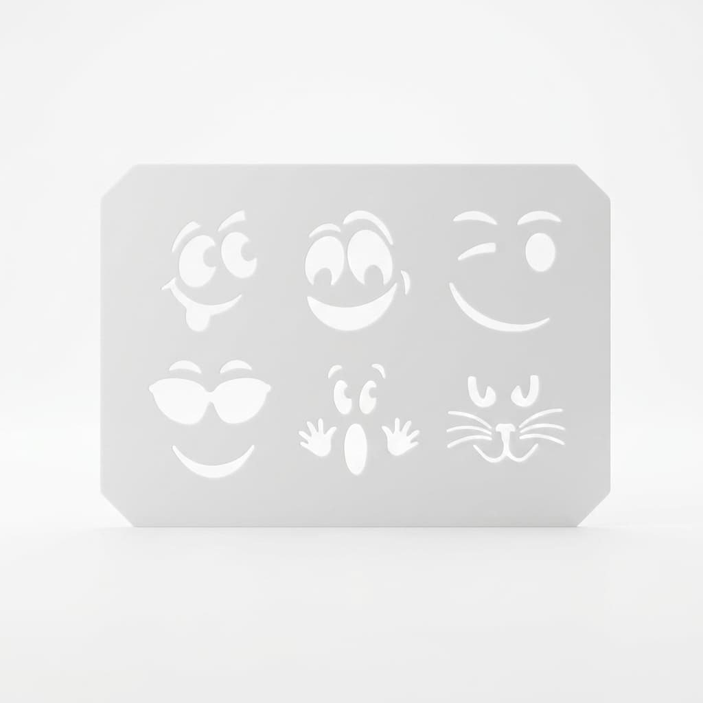 Stencil Rostos Cartoon Brinclinc 17x12cm | Emoji Gabarito Vidro Janela Scrapbook Artesanato
