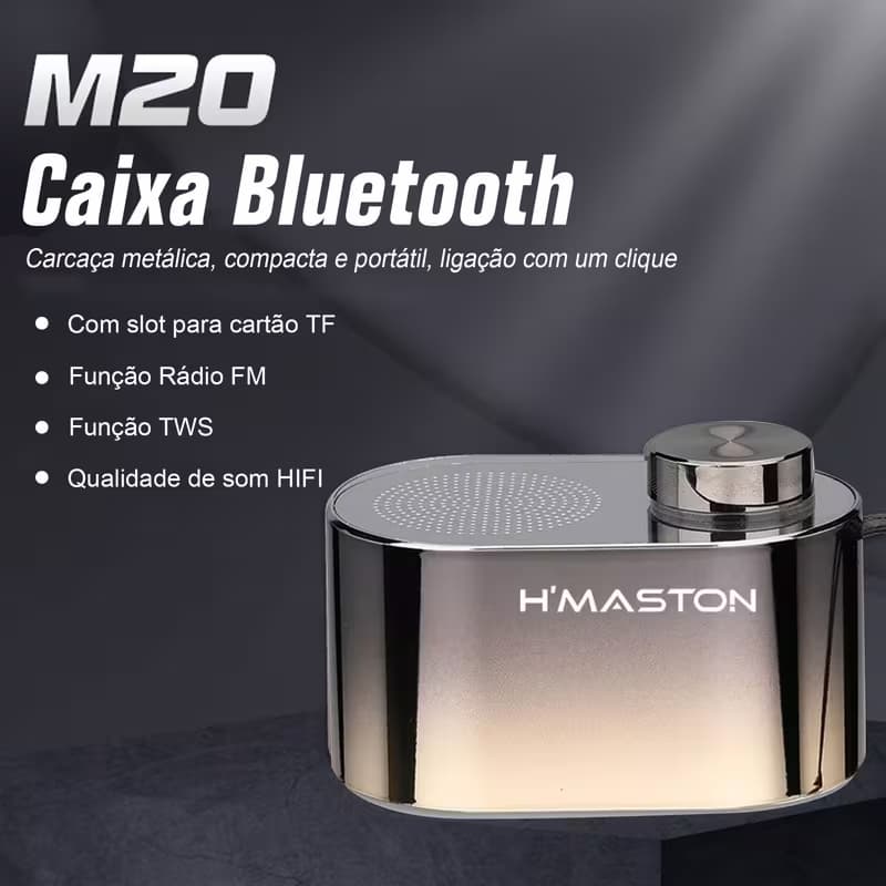 Mini caixa de som metálica externa, portátil, sem fio para celular, suporte cartão TF e USB com bluetooth