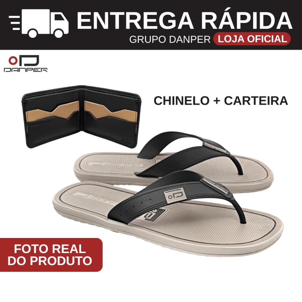 Presente Chinelo Masculino + Carteira Maculina Original Confortável Danper Dia dos Pais