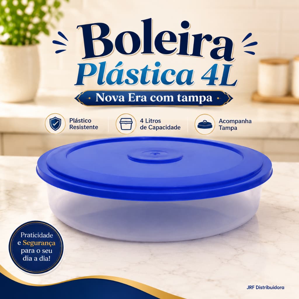 Boleira Plástica 4L C/ Tampa Nova Era Tupperware Porta Tudo Para Armazenar Tortas, Doces e Salgados