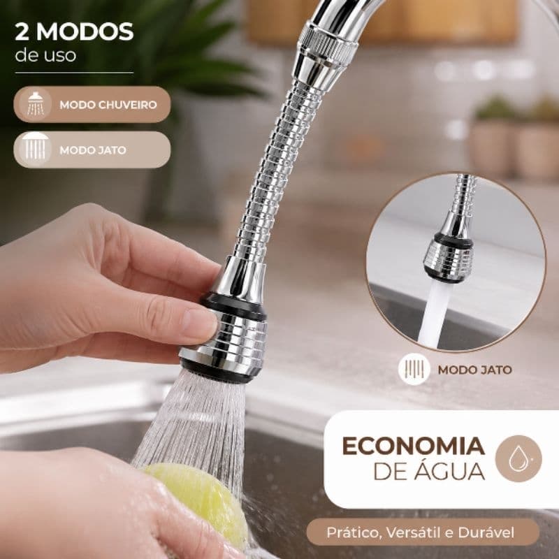Extensor Torneira Flexível 360° Anti Respingo Economia Água Instalação Fácil Universal