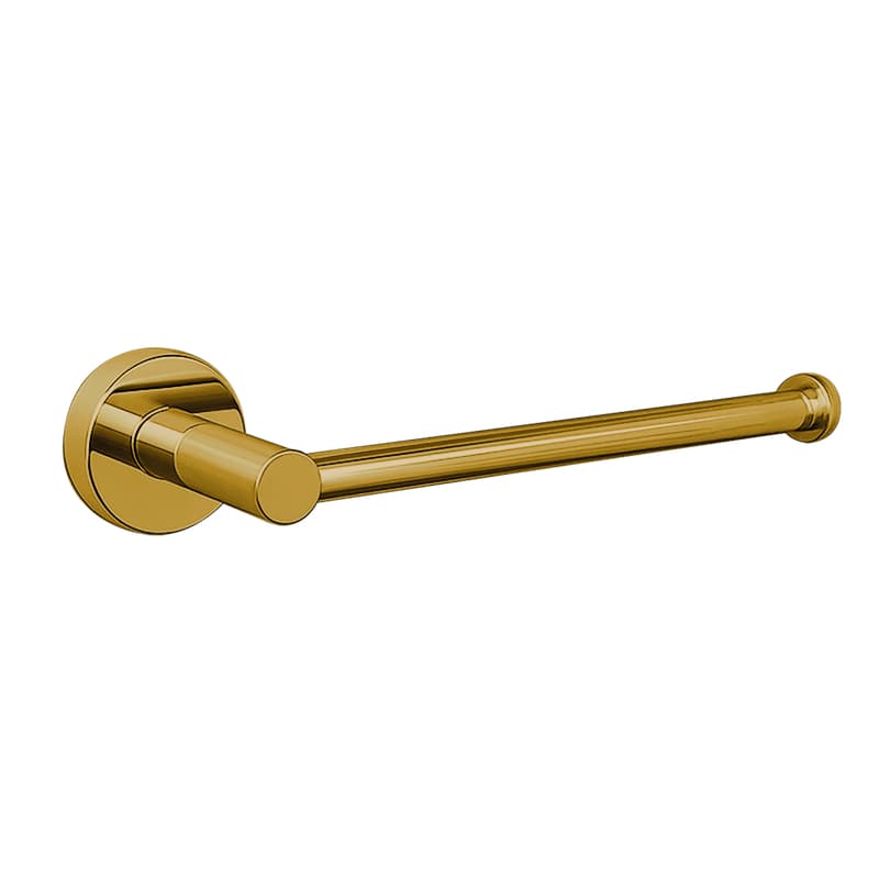 Porta Papel Higienico Redondo - Zamak - Dourado Brilho