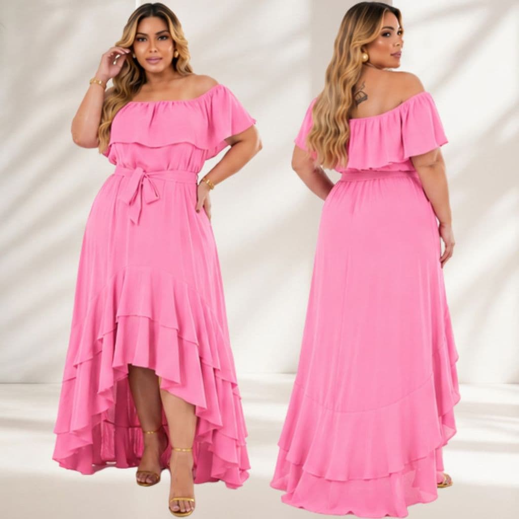 Vestido Ciganinha Mullet Soltinho Elegante c Babado Casual Moderno Sofisticado Confortavel com amarração na cintura.
