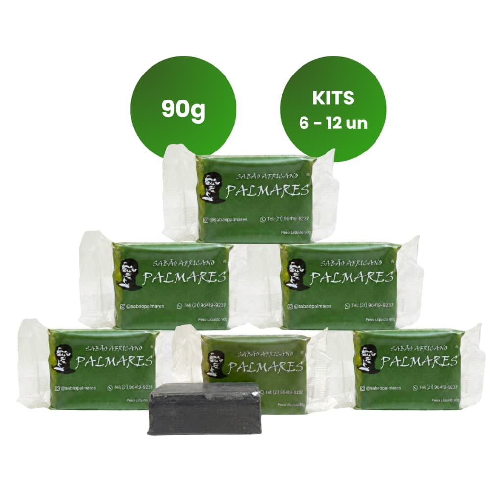 Kits 6/12 un Sabão Palmares 90g - Sabão da Costa Africano Legítimo - Limpeza Espiritual