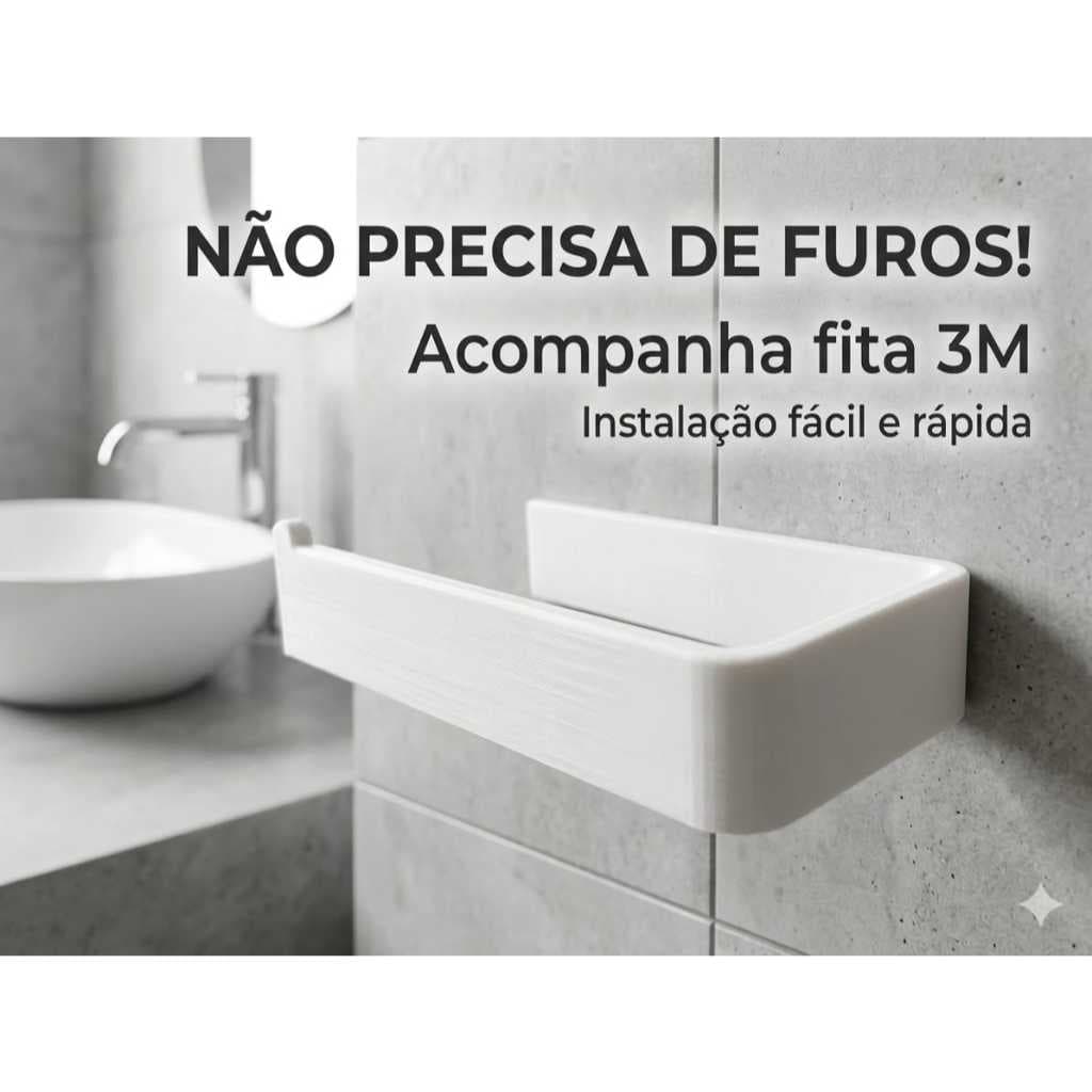 Suporte  Papel Higiênico De Parede Adesivo 3M Banheiro Black