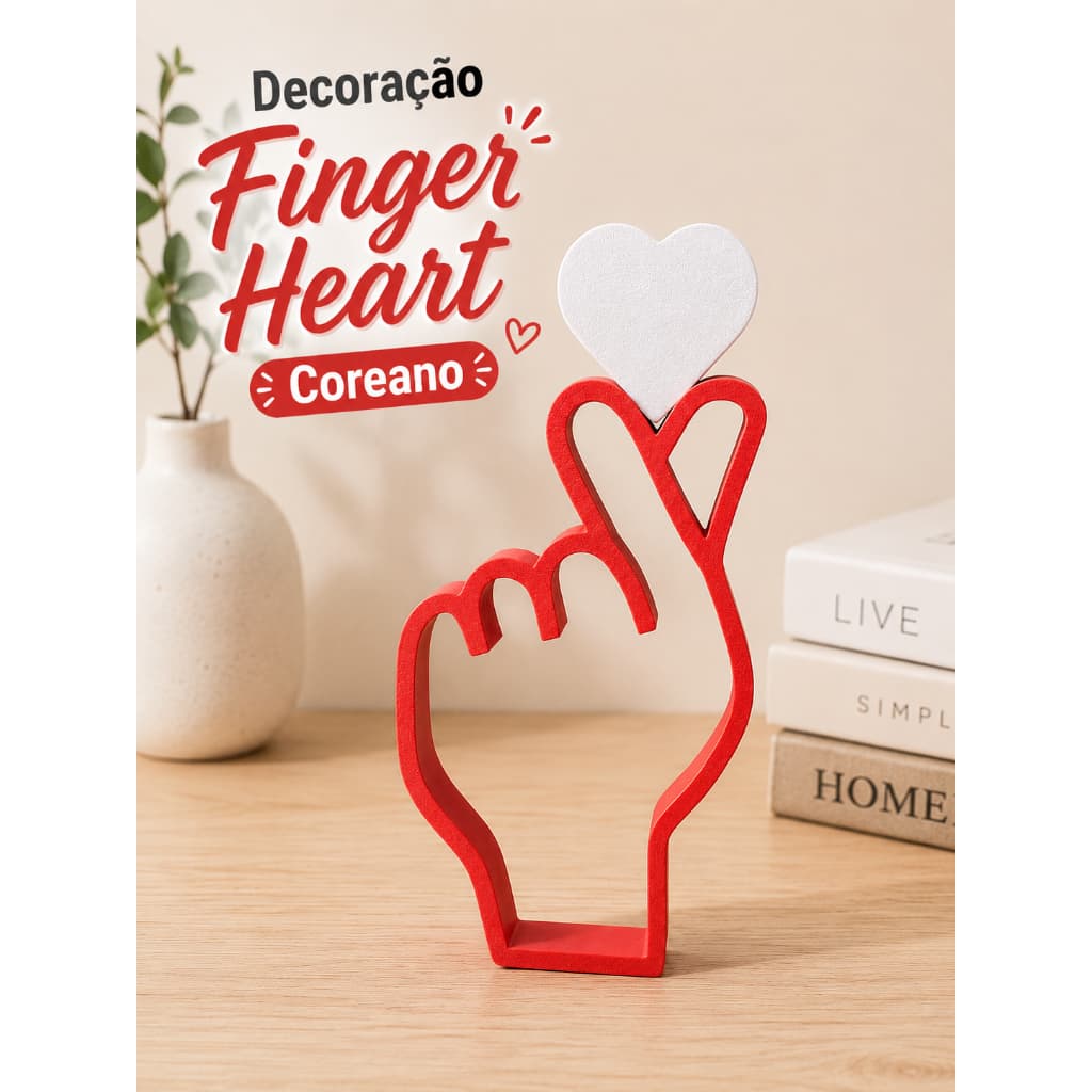 Decoração Finger Heart Coreano | Enfeite Kawaii Minimalista | Item Decorativo Estilo Coreia | Presente Criativo