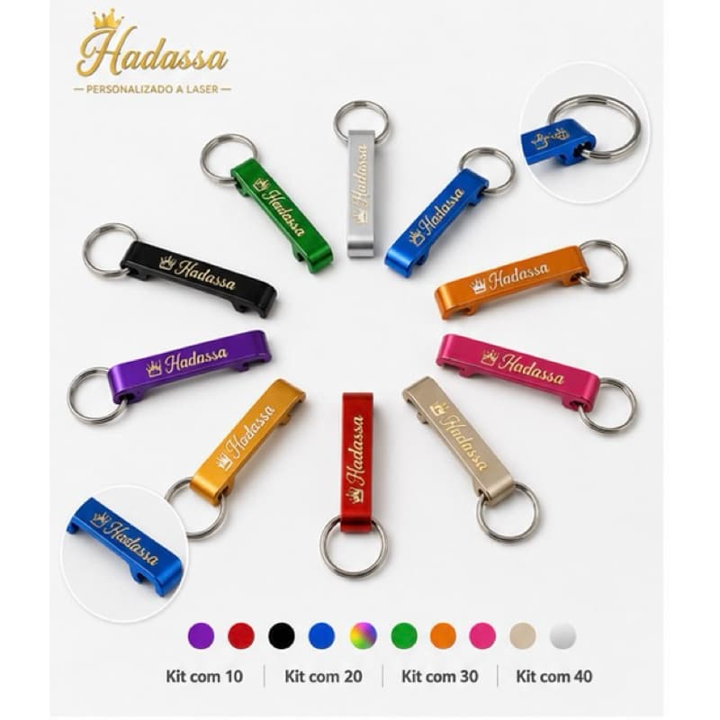 Kit Chaveiro Abridor Personalizado a Laser Alumínio Brinde Empresa Casamento Aniversário Eventos