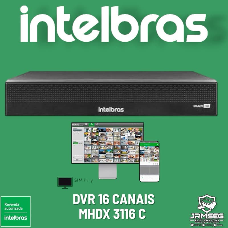 DVR MHDX 3116-C Gravador de vídeo inteligente compacto Intelbras Full HD