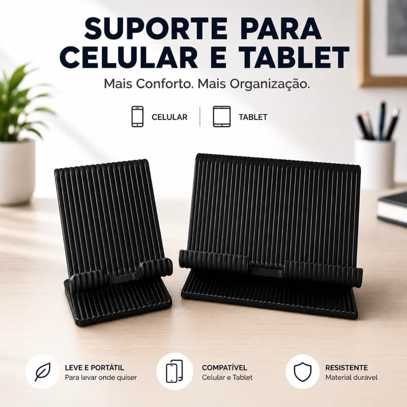 Kit Suporte Ripado Para Celular e Tablet Fixo Estável Decoração Setup Gamer