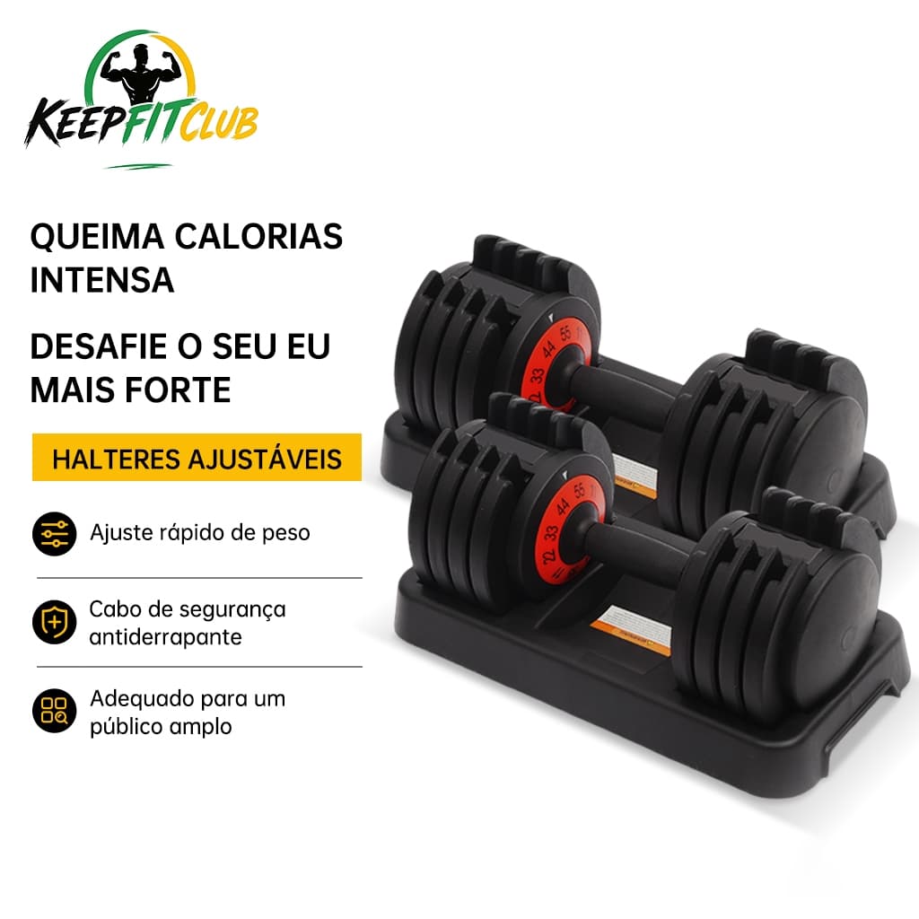 Halteres ajustáveis de placas de peso 6,5 kg em par  incluindo base