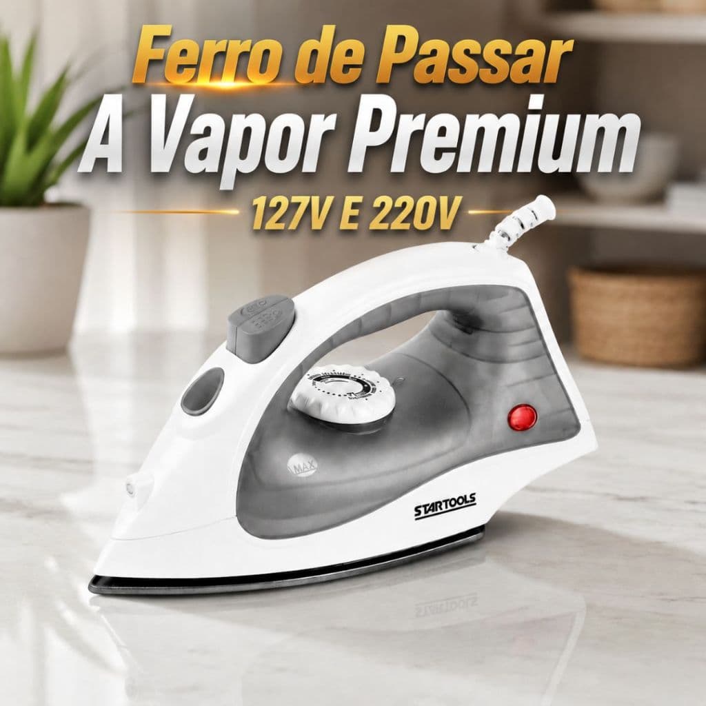 Ferro de Passar Roupa a Vapor Base Antiaderente com Spray 127V e 220V Base Antiaderente