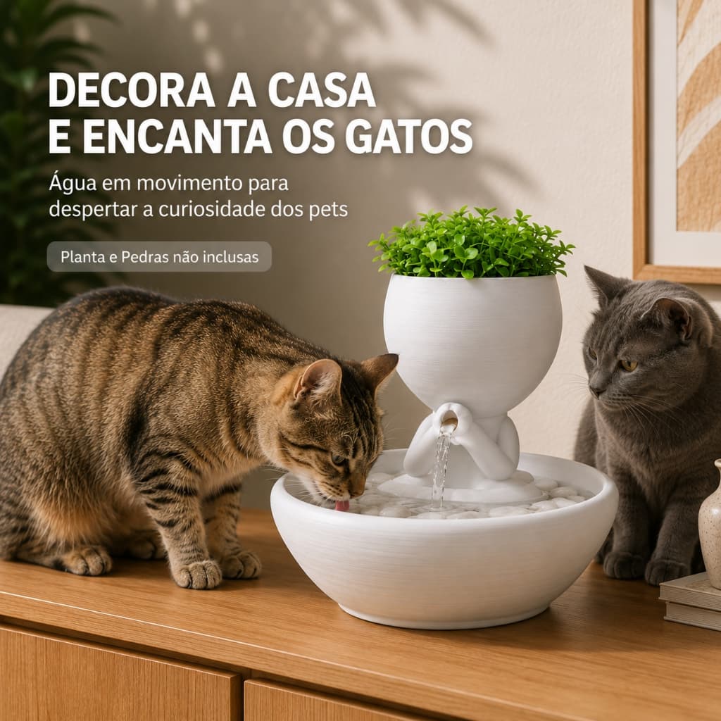 BEBEDOURO PARA GATOS FONTE DE ÁGUA ZEN BIVOLT CASCATA DECORATIVA