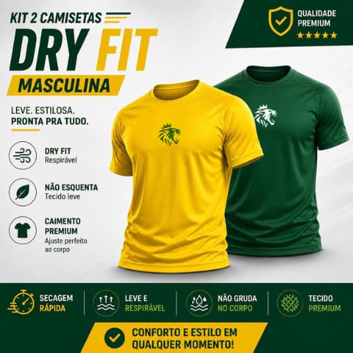 KIT 2 CAMISAS DRY PREMIUM EXCLUSIVA MASCULINA FUTEBOL ESPORTE