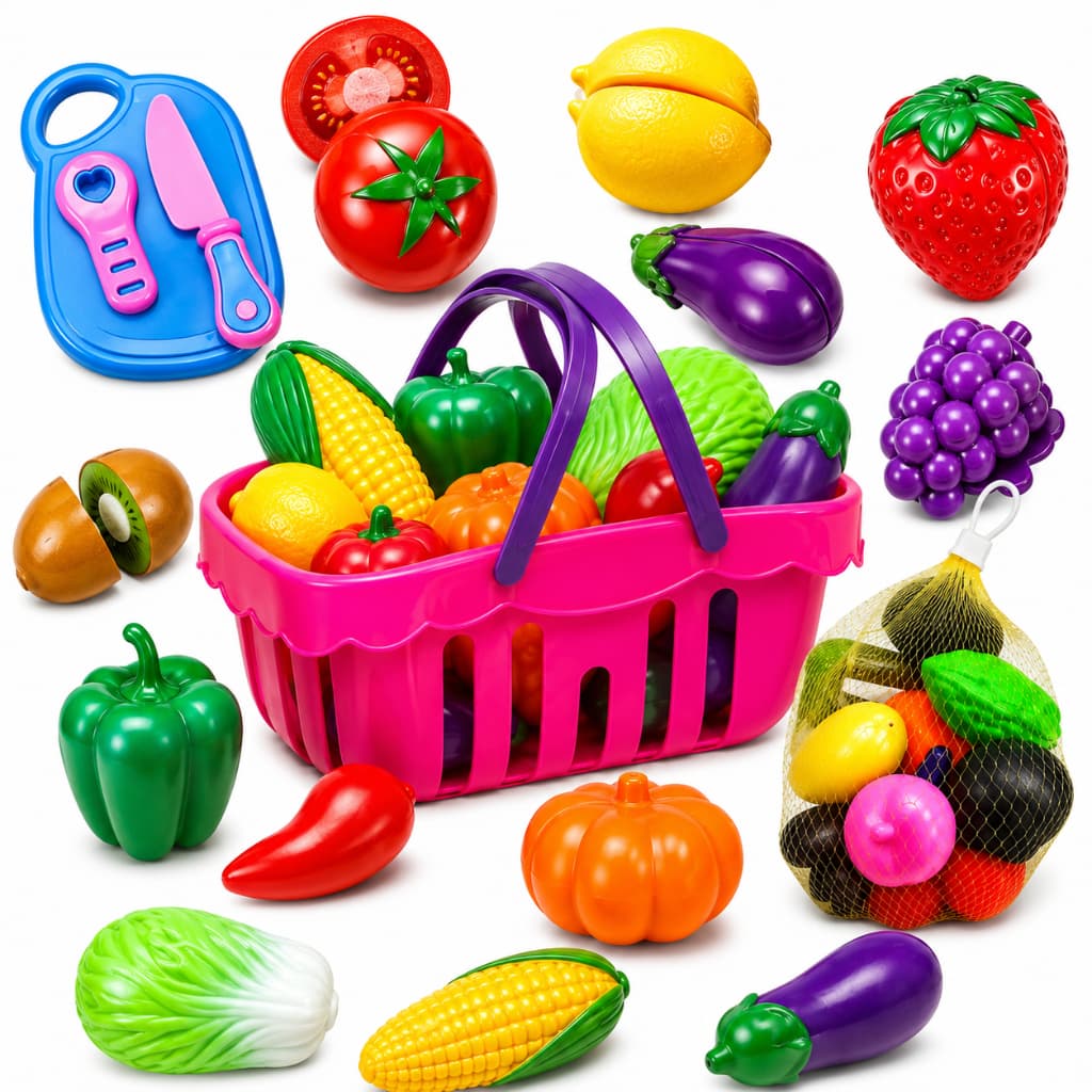 Kit Comidinhas Frutas Legumes Faz De Conta 19 Peças Brinquedo Infantil Menina Cozinha Mercadinho