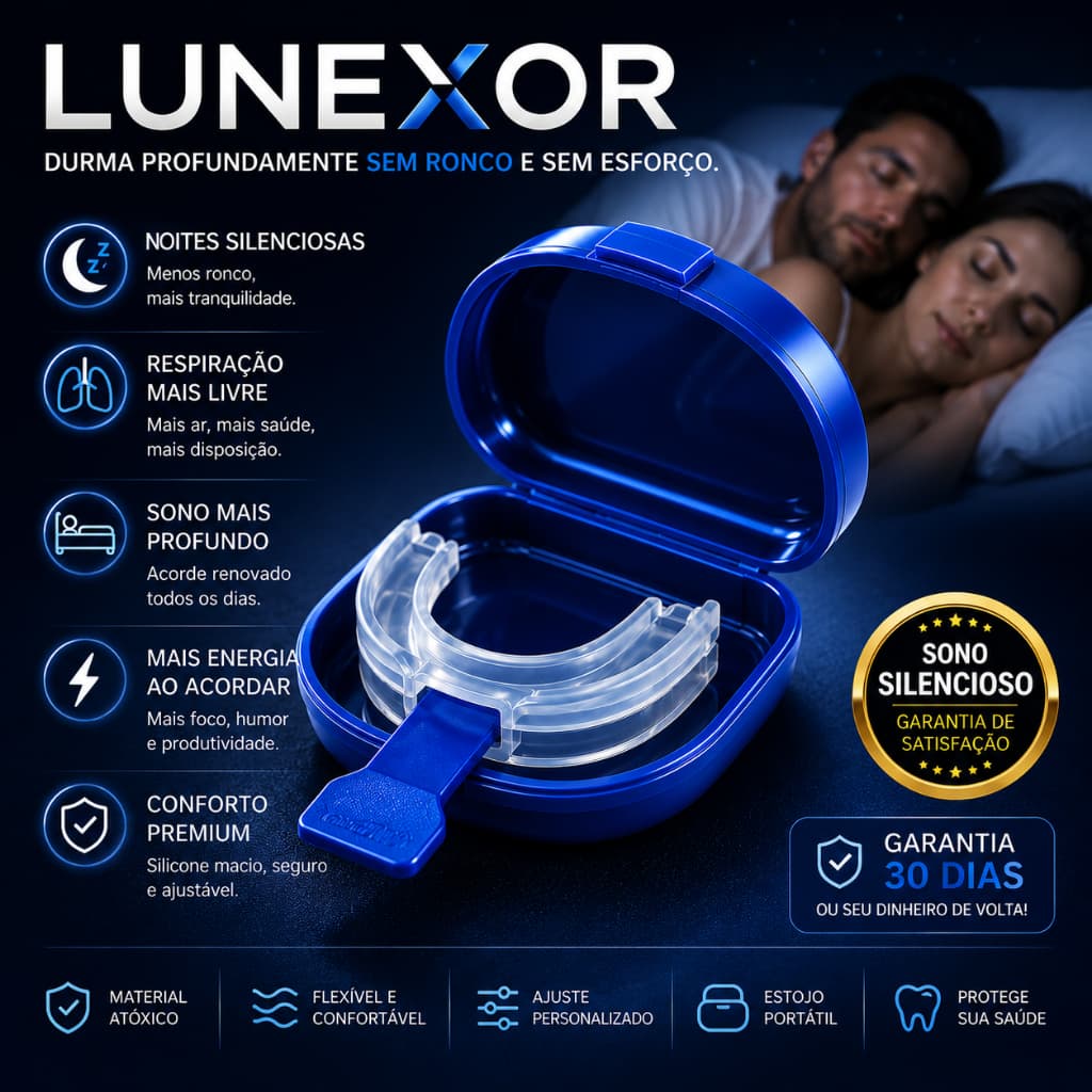 Protetor Bucal Anti Ronco e Bruxismo - Durma Profundamente Sem Ronco E Sem Esforço - LUNEXOR™