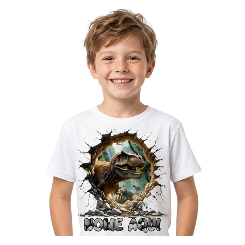 Camiseta Camisa T-shirt Blusa Unissex Infantil Dinossauro Com Nome