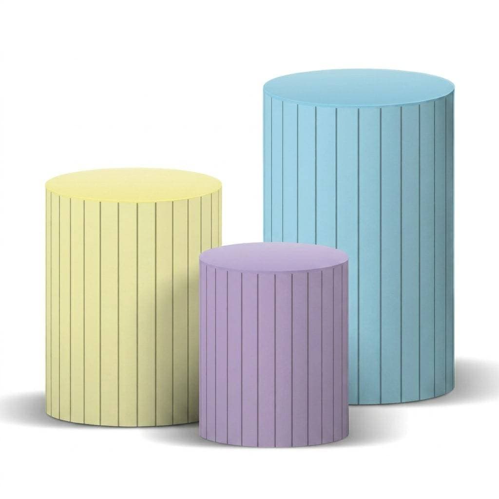 Kit Capas Cilindro Modelo Ripado Colorido Para Decoração de Festa