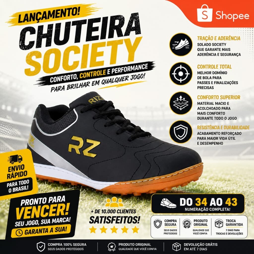 Chuteira Socity Masculina Rizeek Mega Oferta