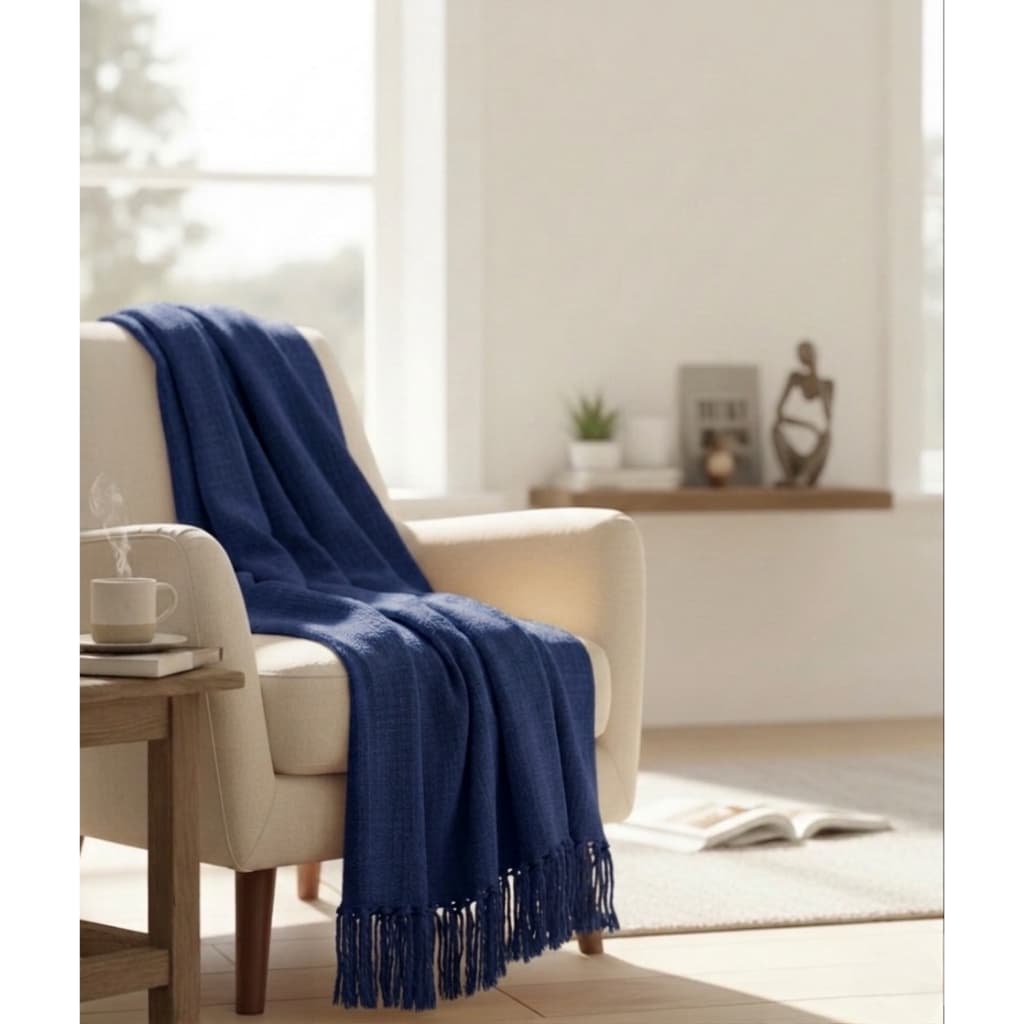 Manta Para Sofá 2,50x1,80m Decoração Promoção Azul Mesclado