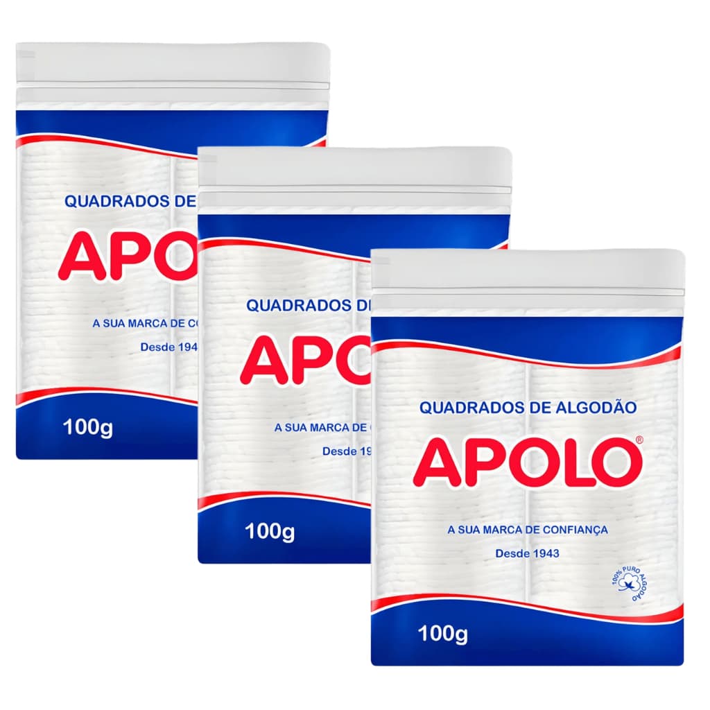 Kit 03un Algodão Quadrado Apolo 100g