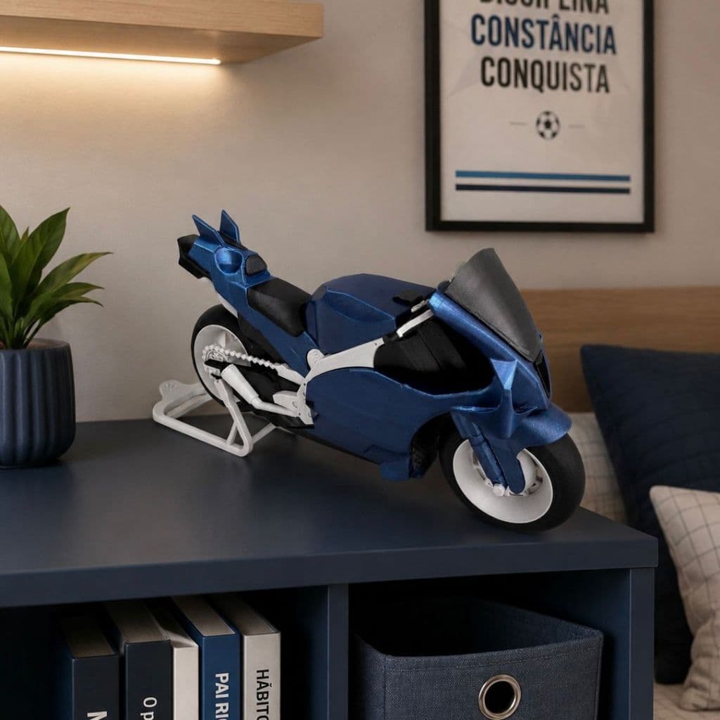 Mini Moto Esportiva Decoração Colecionável Estilo Futurista | Impressão 3D