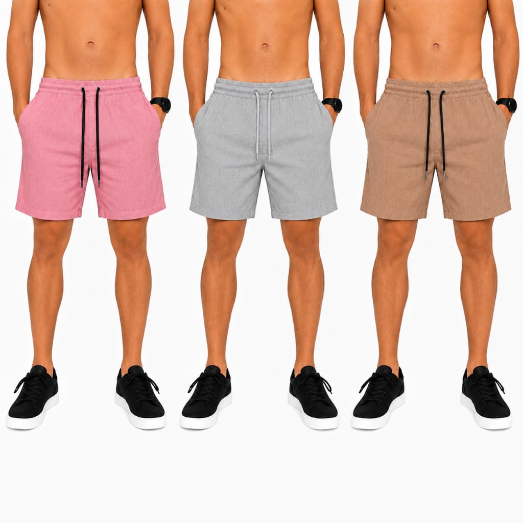 Kit 3 Shorts Linho Masculino Bermuda Mauricinho Moda Casual Premium Alta Qualidade