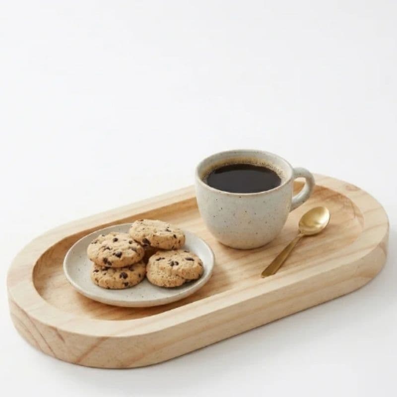 Mini Bandeja de Madeira Pinus 20x10cm Multiuso Mesa Posta Café Petiscos Decoração